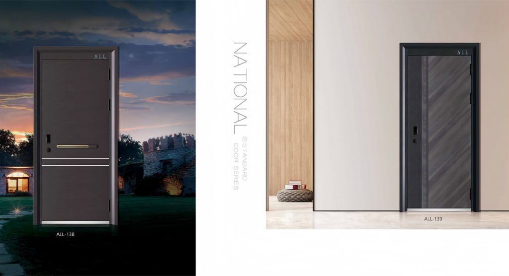 Steel security door illustration, anti-theft fireproof durable design drawing