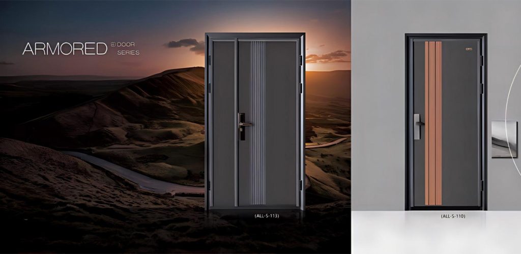 Luxury high security armored door illustration, modern residential and villa anti-theft entrance door design