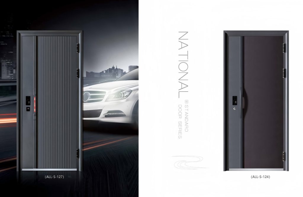 Modern steel entrance door illustration, anti-theft fireproof silent main door design drawing