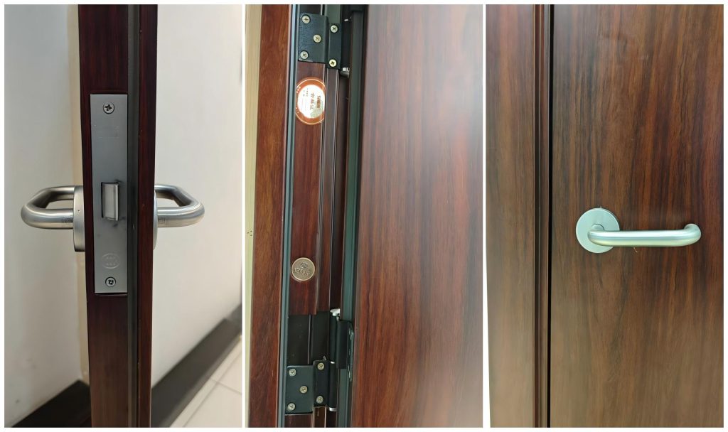 Steel wood fire rated door hardware, professional fireproof door lock, hinge and fitting accessories